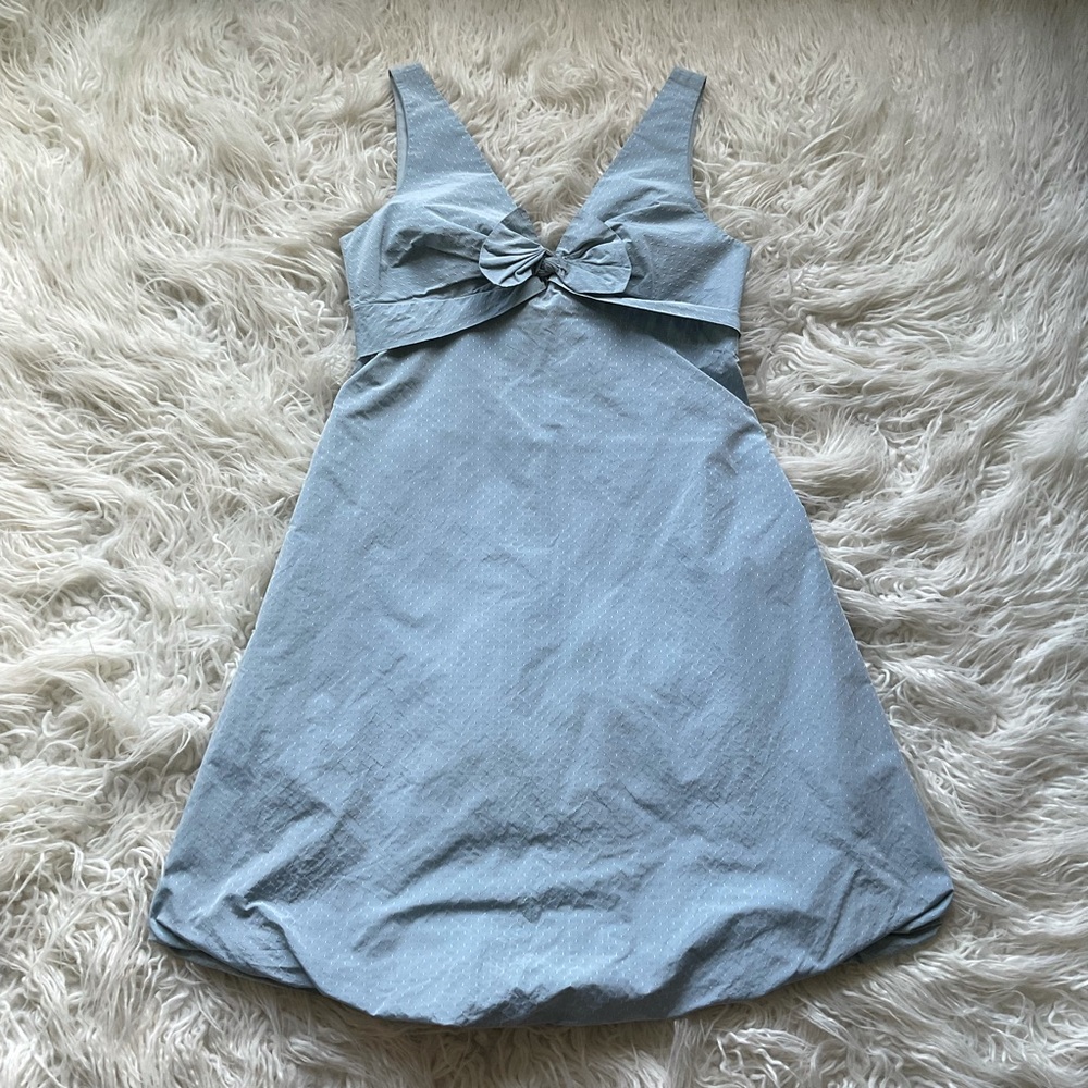 BCBGMAXAZRIA Blue Dot Bow Tie Dress‎